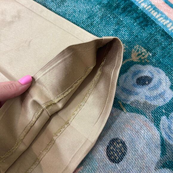 Cache Gold Dress Pants Womens 10 Beige Flare Leg Stretch Cotton Trouser Shiny - Picture 13 of 15